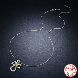 Platinum and Gold Plated Angel Necklace