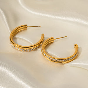 18K Gold Hoop Earrings Studded with Gemstones