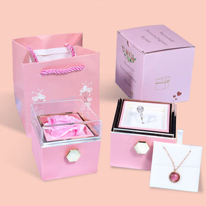 Rotating Gift Box with Rose and Necklace