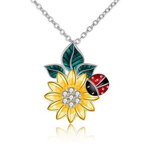 Sunflower & Ladybug S925 Sterling Silver Necklace