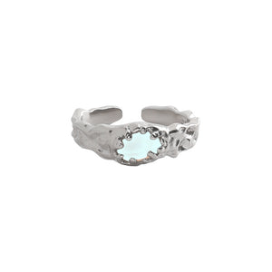 Fashion Irregular Created Moonstone River 925 Sterling Silver Adjustable Ring