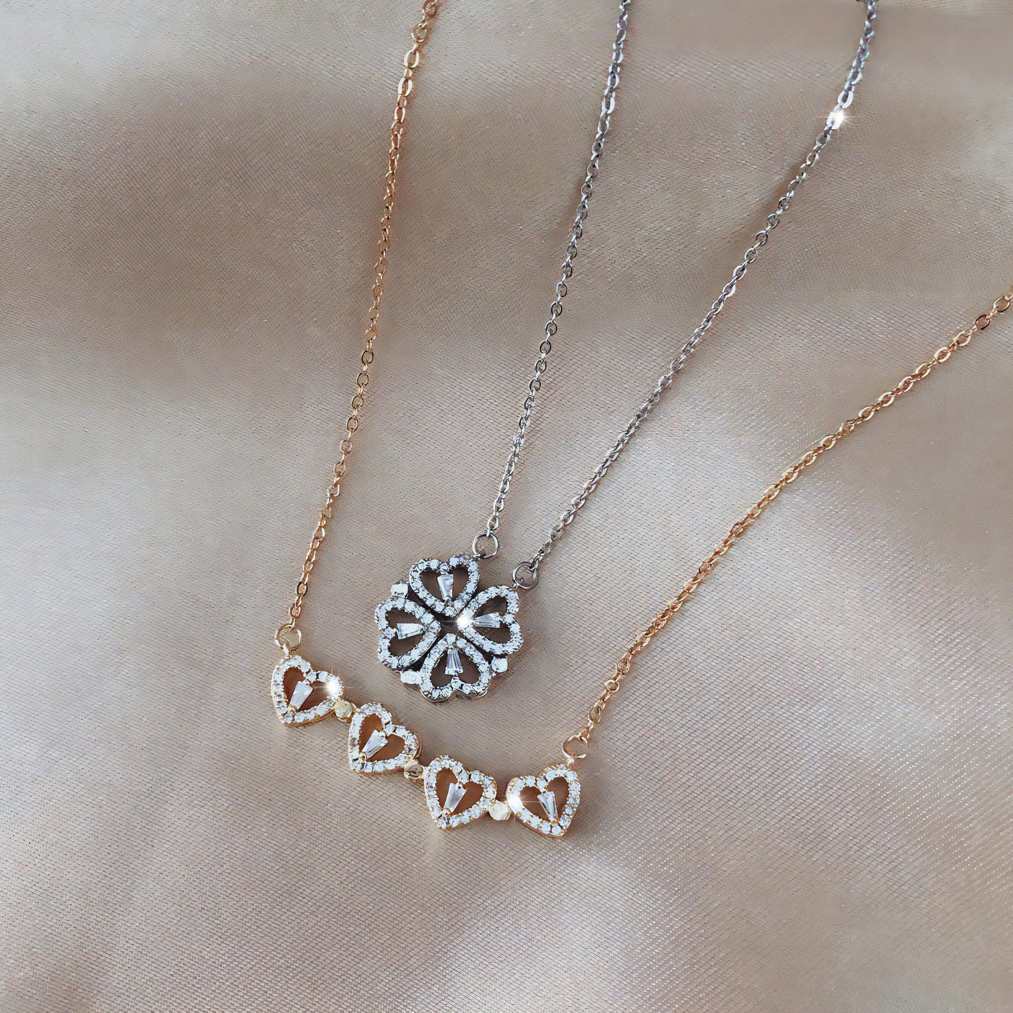 Four Hearts Clover Necklace